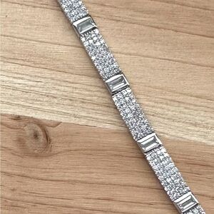 Solid 925 Sterling Silver Diamonique Bracelet